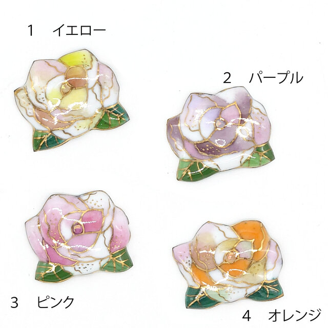 白いバラの七宝焼ピンブローチ(ピンバッジ) 4カラーバリエーション