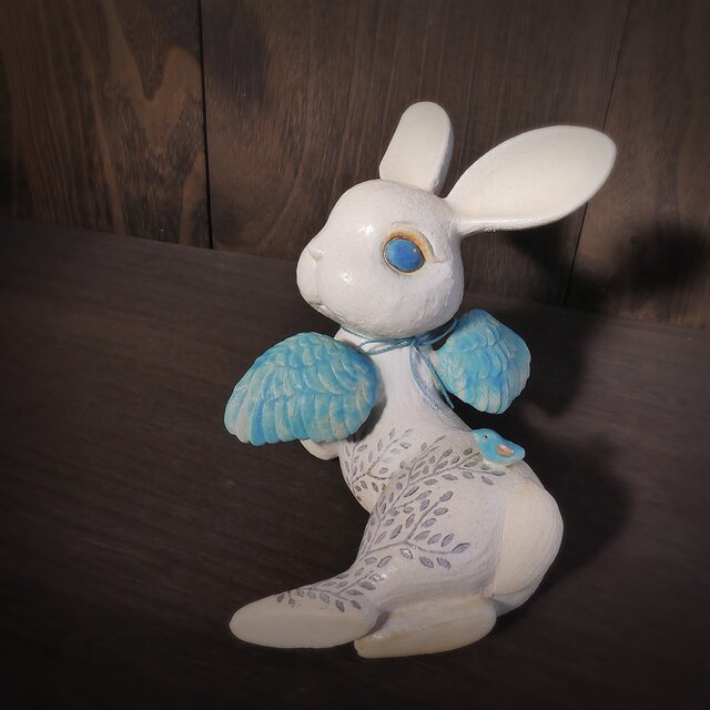 翼の葉影うさぎと小鳥 no.44 white