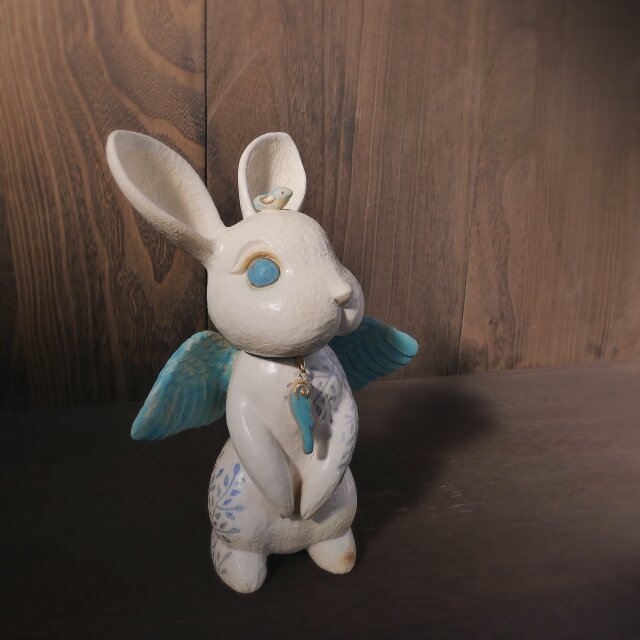 翼の葉影うさぎと小鳥 no.46 white