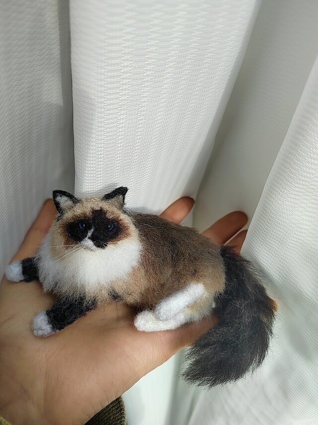 [オーダーメイド] 羊毛フェルト 猫 ネコ、ペット ぬいぐるみ、うちの子 人形 似顔絵、愛猫 誕生日 プレゼント、猫好き 贈り物