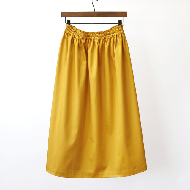 【即納】シンプルで丈夫、カジュアルでもきれいめでも。上品で万能 チノクロス ロングスカート（ マスタード ）ロングシーズン