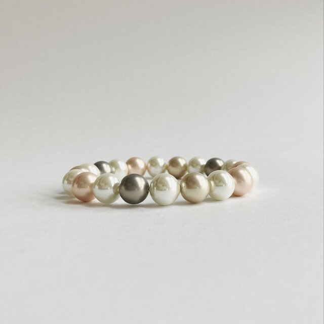 ガラスパールマルチカラーブレスレット/10mm約20cm/ピンクmix/made in japan