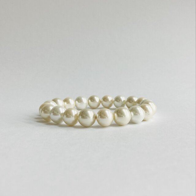 ガラスパールマルチカラーブレスレット/10mm約20cm/ホワイトmix/made in japan