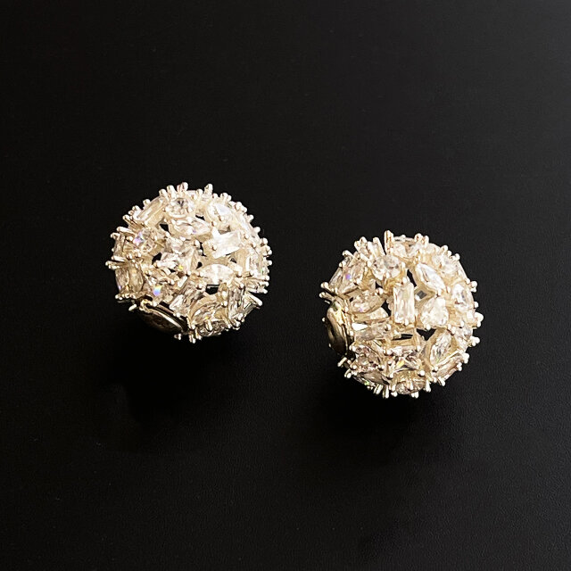 シルバー925 贅沢 豪華な輝き キュービックジルコニア バックキャッチピアスsve03