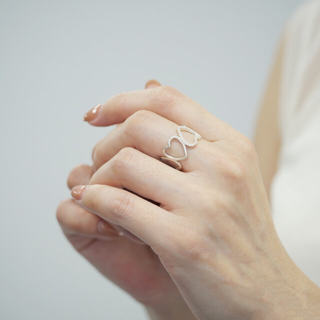 オープンハートリング キュービックジルコニア シルバー925（スターリングシルバー）svr06