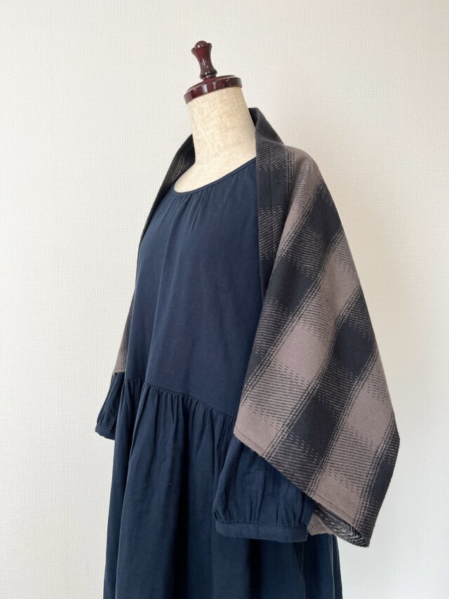 【送料無料】３way◎さっと羽織って◎あったかバッファローチェックの万能ボレロ＊スヌード・ストール・ひざ掛け・マフラー