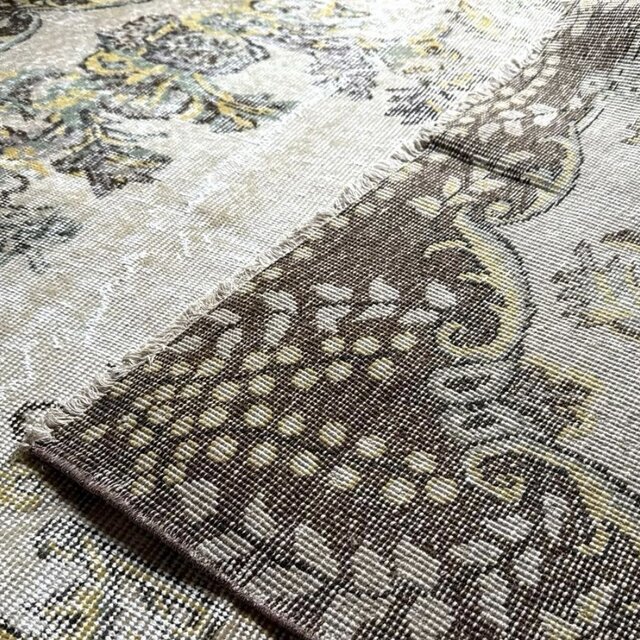 111×194ベージュ×ブラウン　クラシカルなメダリオン　トルコヴィンテージラグ 111×194ベージュ×ブラウン クラシカルなメダリオン トルコ