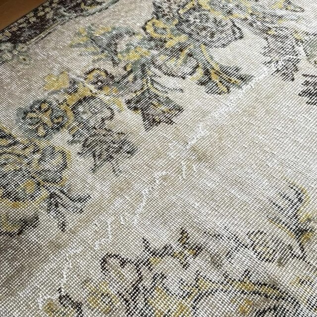 大判レア155×276キナリ×淡いグレイ　王道メダリオン　トルコヴィンテージラグ 大判176×283 メダリオン 淡いベージュ×ブラウン トルコ