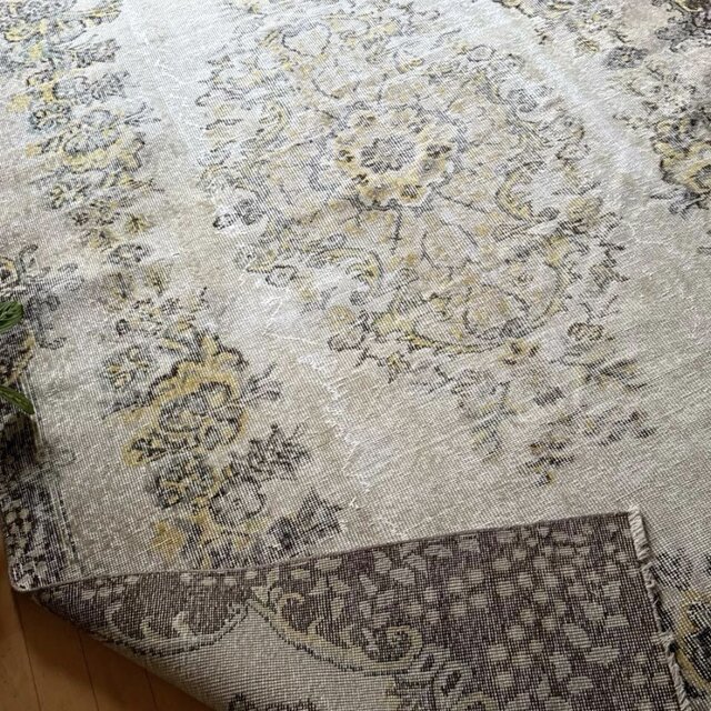 大判176×283 メダリオン 淡いベージュ×ブラウン トルコ