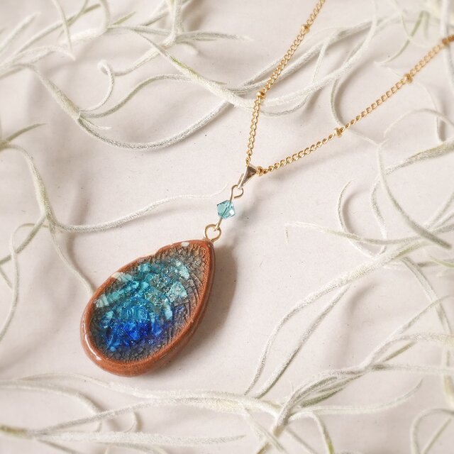 陶器ネックレス  みずたまり no.8 しずく