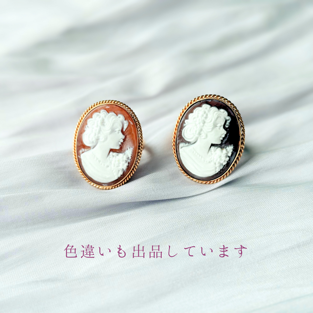 ラス1 K18 大ぶり カメオ レッドアゲート/赤瑪瑙 天然石リング - Cameo