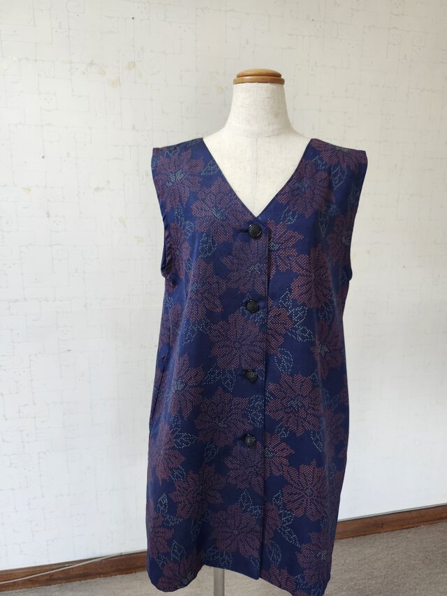 着物リメイク　ロングベスト