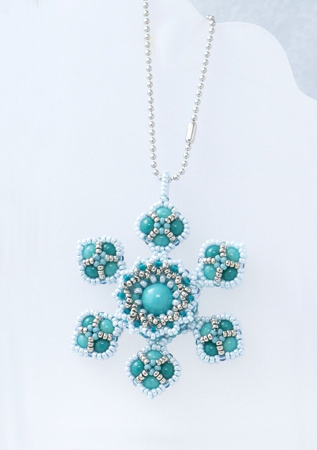 スノーフレークバッグチャーム・ターコイズ・382-2
