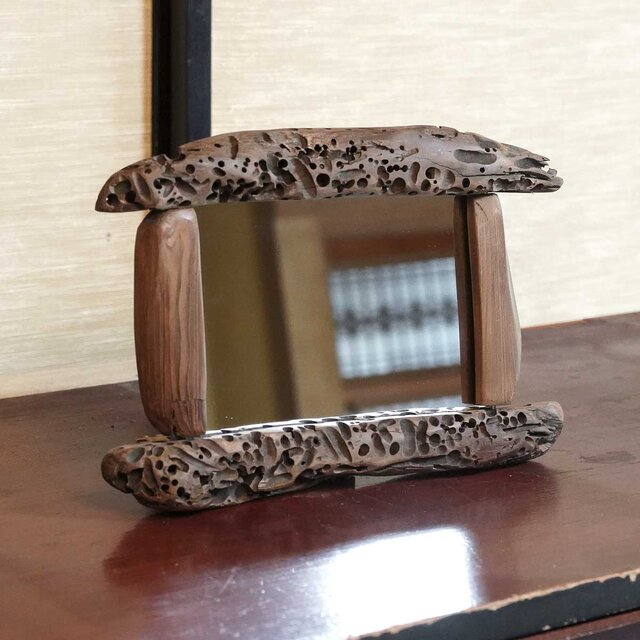 お部屋のポイントに 流木鏡 流木のミラー 卓上ミラー 壁掛けミラー