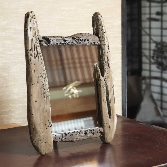 お部屋のポイントに 流木鏡 流木のミラー 卓上ミラー 壁掛けミラー