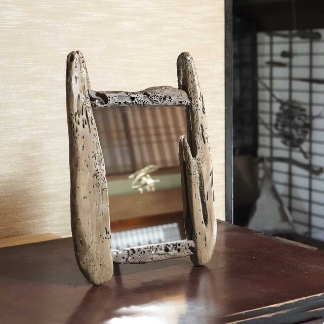 お部屋のポイントに 流木鏡 流木のミラー 卓上ミラー 壁掛けミラー