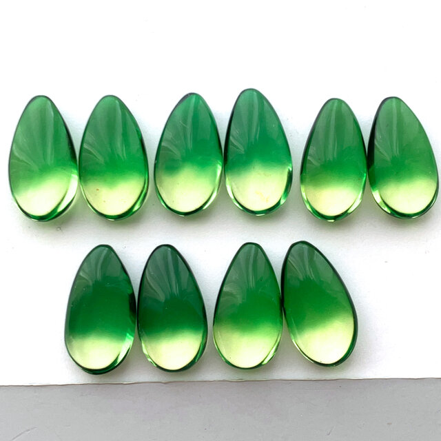 グリーンアンバーペア[244] 18x10mm 6Cts　 ルース／天然石／カボション