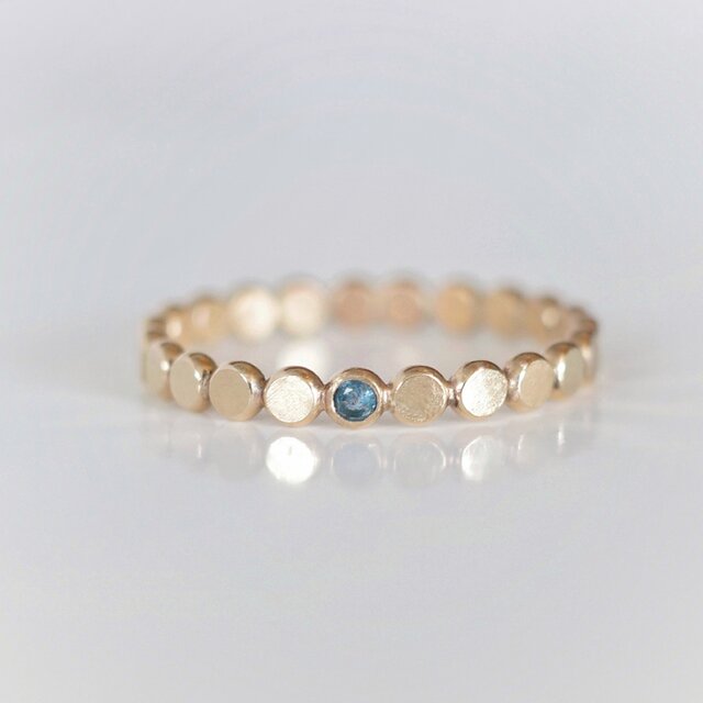 《選べる誕生石》ドットリング 14kgf ピンキーリング対応 ロンドンブルートパーズ 11月誕生石 重ね付け ご褒美 ギフト