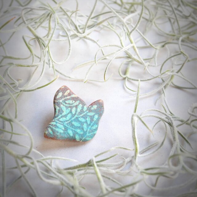 陶器ブローチ  葉影no.5  ことり