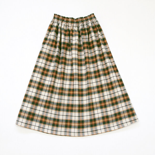 【即納】播州織 高品質 ネルチェック ギャザースカート（マリーゴールド）両面起毛