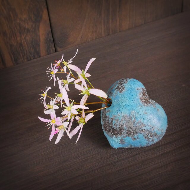 ハートの花入れ mixed blue no.5