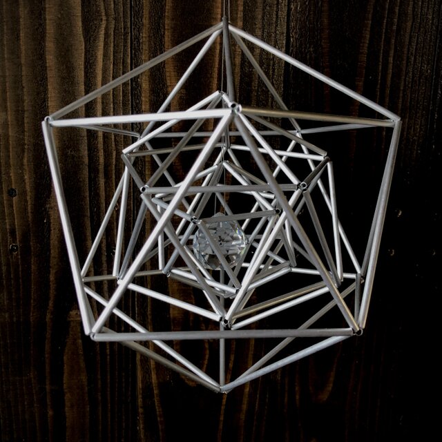 ヒンメリ★フラクタル (正20面体 3層) サンキャッチャー付　幾何学オブジェ クリスマスオーナメント 見る瞑想