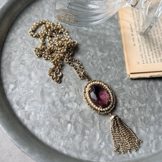 NA143-【 AVON 】エイボン・ヴィンテージネックレス 1972 Victorian Style Amethyst