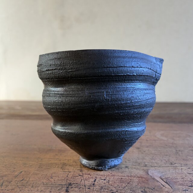 酒器セット（片口＋ぐい吞み2個） 黒泥土片口 焼締 和陶器 陶器 晩酌