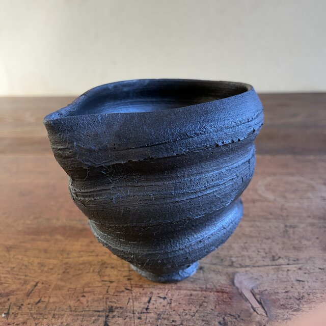 酒器セット（片口＋ぐい吞み2個） 黒泥土片口 焼締 和陶器 陶器 晩酌