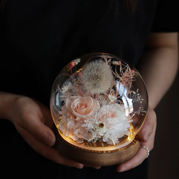 プリザーブドフラワー アレンジメント 希望 ドライフラワー タンポポ 薔薇 ローズ 花 開店祝い 記念日 誕生日のコピー