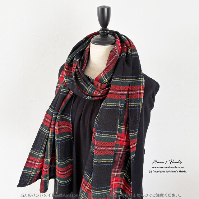 《定番 チェック》おしゃれな 薄手 ナチュラル コットン 大柄 カラフル 赤 緑 秋 冬 春 ストール