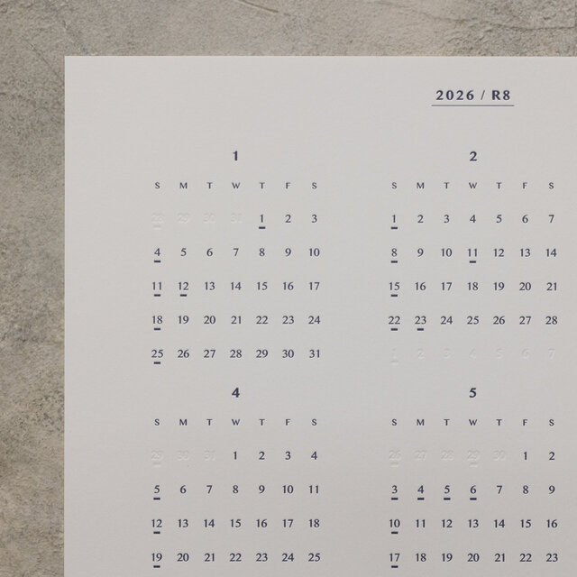 【2026】A3活版印刷カレンダー