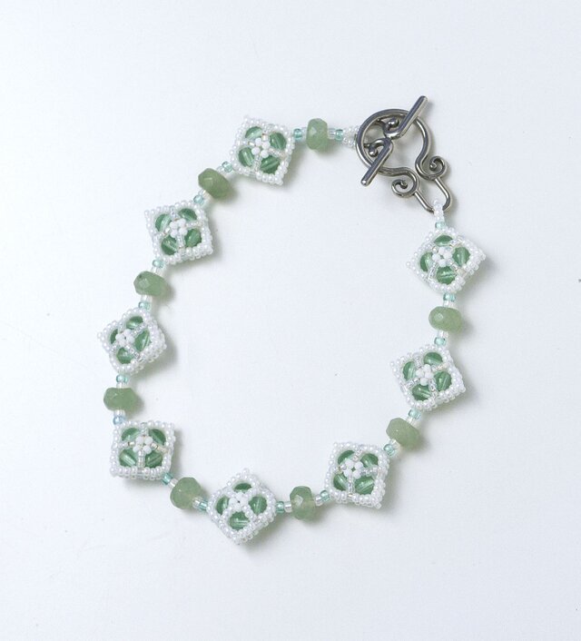 ひし形モチーフのブレスレット・ペールミント・382-2