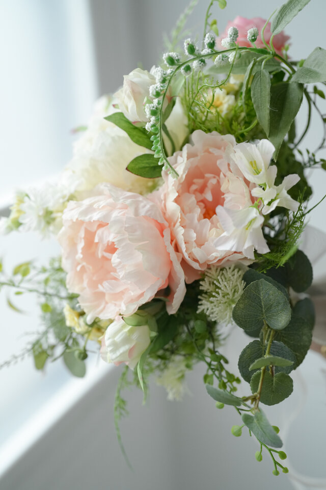 ブートニア込】陽だまりのピオニーブーケ/アーティフィシャルフラワー
