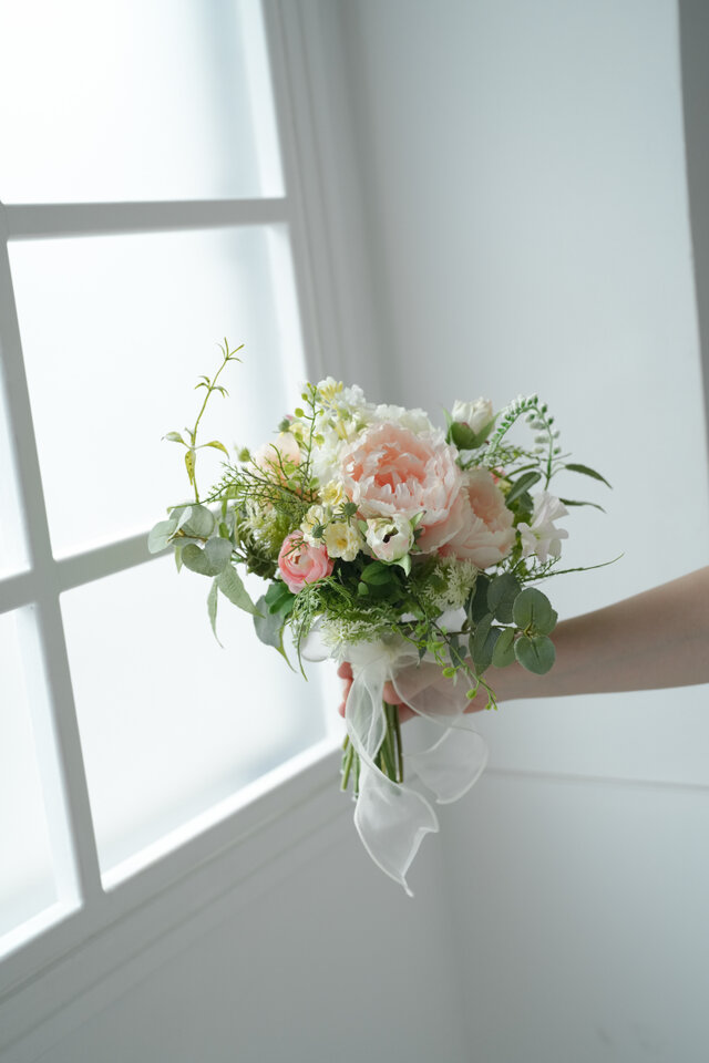 ブートニア込】陽だまりのピオニーブーケ/アーティフィシャルフラワー