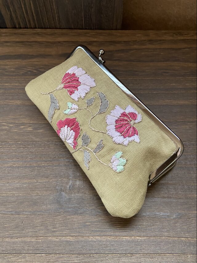 ポーチ | 唐花（BOTANICAL 草花の刺繍）