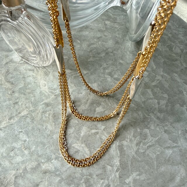 NM57-【MONET】モネ・ヴィンテージネックレス Gold & Silver Tone