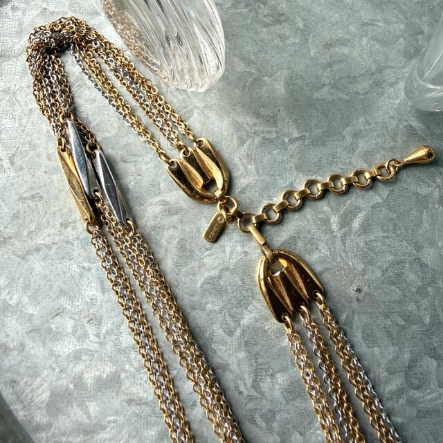 NM57-【MONET】モネ・ヴィンテージネックレス Gold & Silver Tone