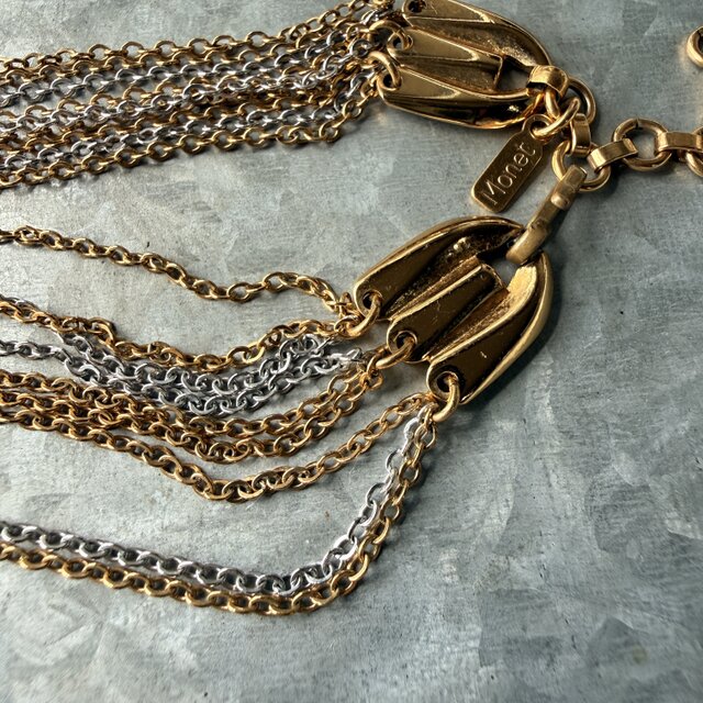 NM57-【MONET】モネ・ヴィンテージネックレス Gold & Silver Tone
