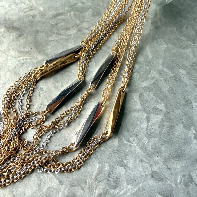 NM57-【MONET】モネ・ヴィンテージネックレス Gold & Silver Tone