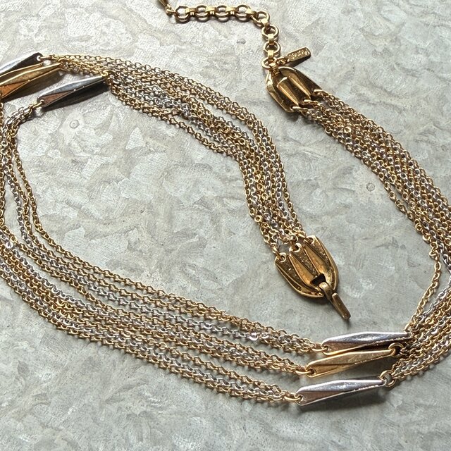 NM57-【MONET】モネ・ヴィンテージネックレス Gold & Silver Tone