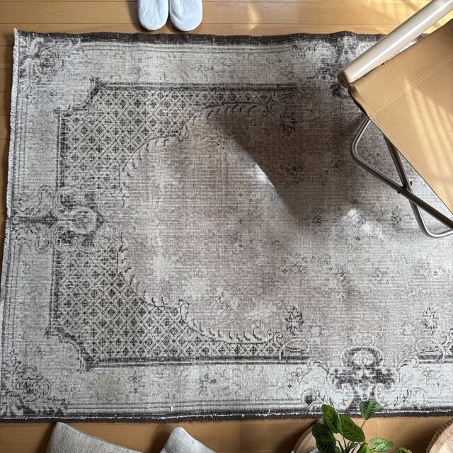 111×194ベージュ×ブラウン　クラシカルなメダリオン　トルコヴィンテージラグ 111×194ベージュ×ブラウン クラシカルなメダリオン トルコ