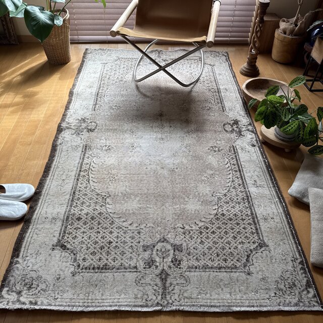 117×207グレージュ×ブラウン クラシカルメダリオン トルコ