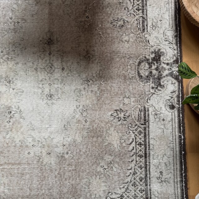 トルコヴィンテージラグ　122×209　メダリオン　ベージュブラウン×グレー 117×207グレージュ×ブラウン クラシカルメダリオン トルコ