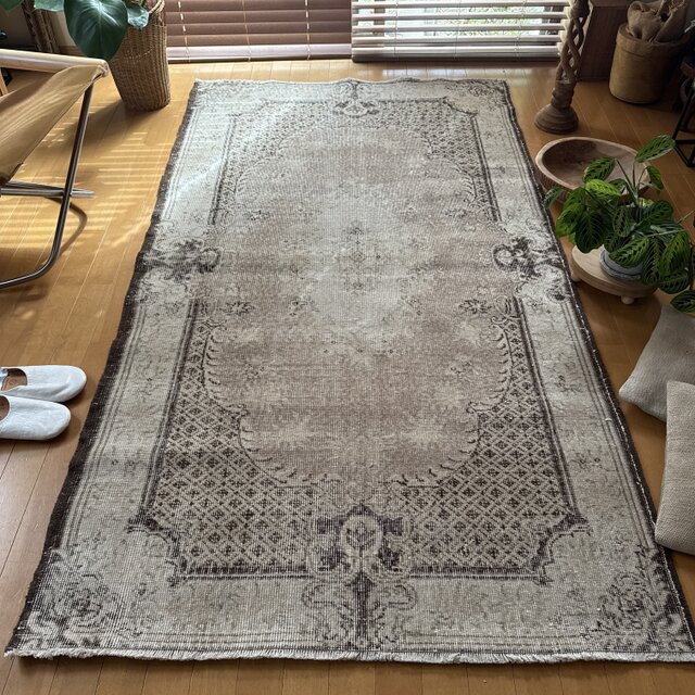 117×207グレージュ×ブラウン クラシカルメダリオン トルコ