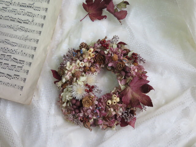 【魔女の棲む森 ～pampas no ibuki～】ドライフラワー リース 魔女の棲む森 ～雪の日の花畑～】ドライフラワー リース クリスマス