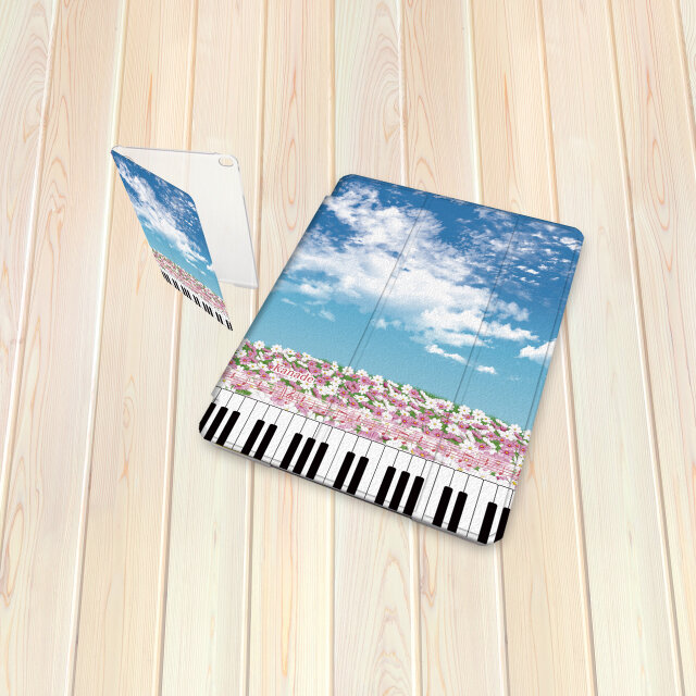 手帳型 iPadケース 【バックカバー：ハードタイプ】片面印刷/カメラ穴有【奏（Kanade）（秋桜Ⅱ）】