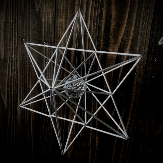 ヒンメリ「ヘキサグラム　六芒星」小サイズ星型　オプションでサンキャッチャー　幾何学オブジェ　クリスマスオーナメント