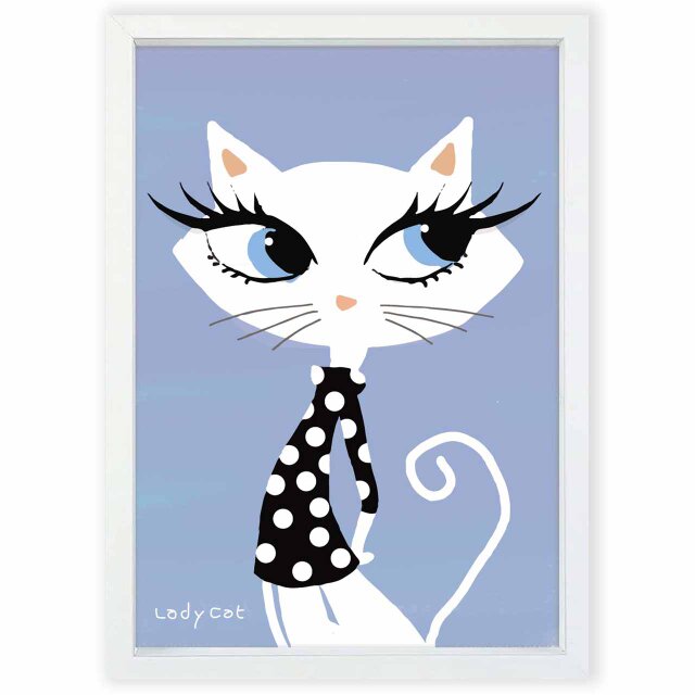 Lady Cat 猫 送料無料 イラスト A4〜A0 ポスター アートポスター