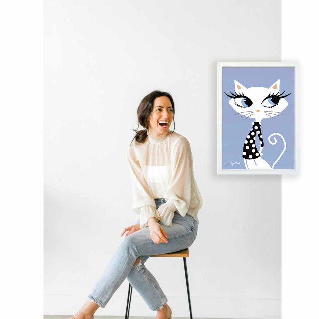 Lady Cat 猫 送料無料 イラスト A4〜A0 ポスター アートポスター